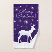 Noel renne Bunny Tree Neige Nuit étoile Ciel (Serviette à main)
