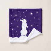 Noel renne Bunny Tree Neige Nuit étoile Ciel (Gant de toilette)