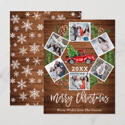 Noël Rétro Camion de ferme rouge 6 Carte photo (Devant / Derrière)