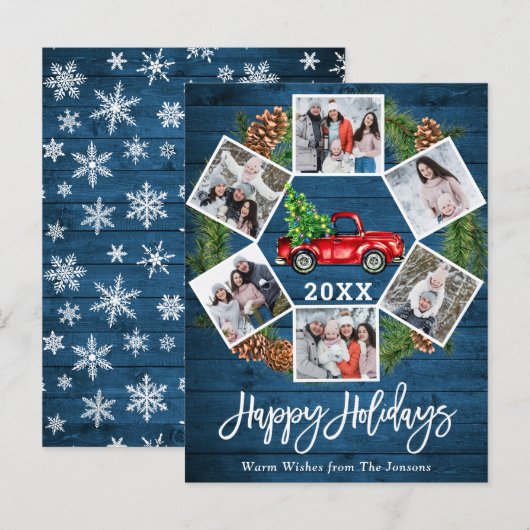 Noël Rétro Camion de la ferme rouge Carte photo de (Devant / Derrière)