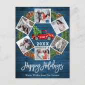 Noël Rétro Camion de la ferme rouge Carte photo de (Devant)