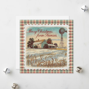 Noël Rétro Carte de vacances Kansas