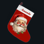 Noël rétro Holly Jolly Santa Claus<br><div class="desc">Récipiendaire de Noël personnalisé avec une joyeuse illustration d'un Père Noël de style vintage aux joues roses rouges. Portant son chapeau de Père Noël rouge classique et sa grande barbe blanche. Un spring de saint ajoute à l'esprit festif de fête de ce design.</div>