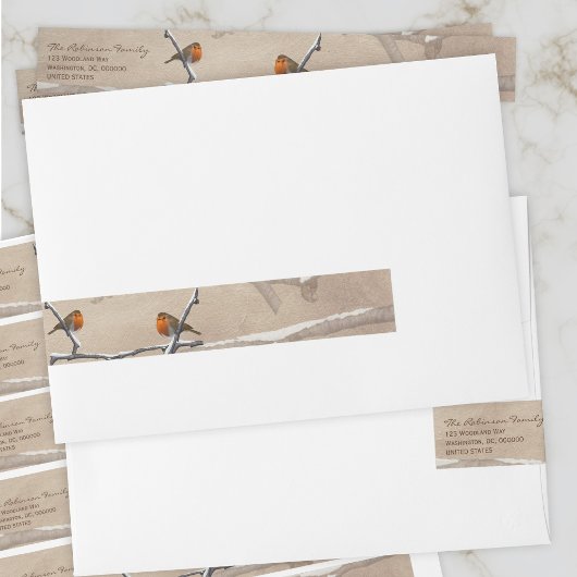 Noël Robin Bird Envelopper autour du Étiquette de