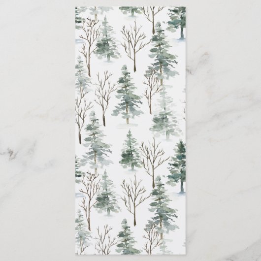 Noël Romantique Rustique Mariage d'hiver Menu (Dos)