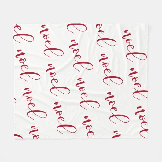 Noel | Rood en wit kerstscript Fleece Deken (Voorkant (Horizontaal))