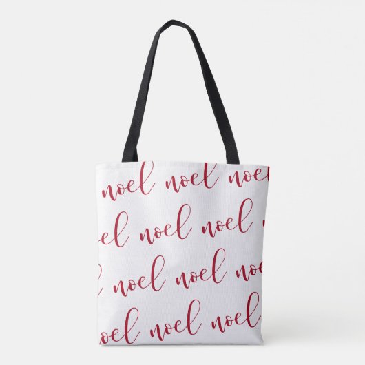 Noel | Rood en wit kerstscript met naam Tote Bag (Achterkant)