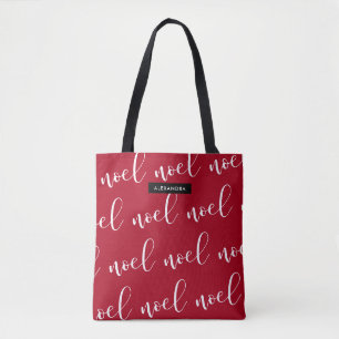 Noel Rood kerstscript met jouw naam Draagtas