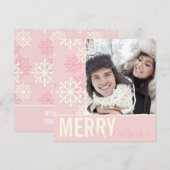 Noël rose neige Carte photo de vacances (Devant / Derrière)