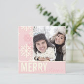Noël rose neige Carte photo de vacances (Debout devant)