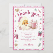 Noël rose Père Noël Carte de remerciements d'anniv (Devant)