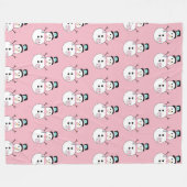 Noël rose Snowman Grosse couverture en polaire (Devant (Horizontal))