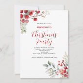 Noël Rouge Berry Floral Party Invitation (Devant)