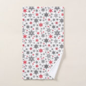 Noël, rouge, blanc, flocons de neige, hiver (Serviette à main)