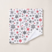 Noël, rouge, blanc, flocons de neige, hiver (Gant de toilette)