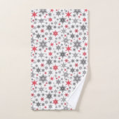 Noël, rouge, blanc, flocons de neige, hiver, Nouve (Serviette à main)