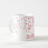 Noël rouge Boule étoile décor nom Mug classique (Devant gauche)
