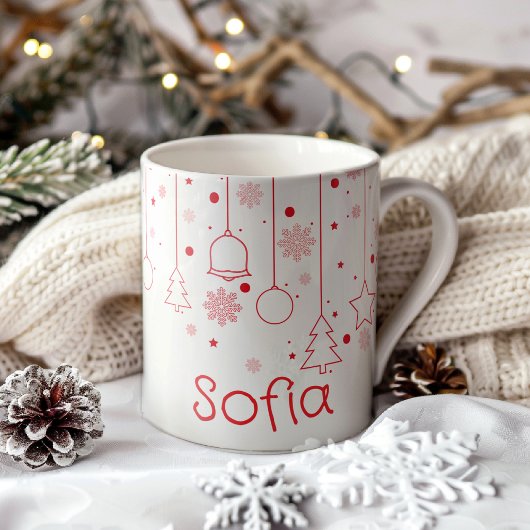 Noël rouge Boule étoile décor nom Mug classique
