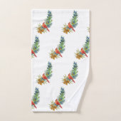 Noël Rouge Cardinal Bleu Baies Aquarelle (Serviette à main)