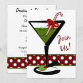 Noël rouge Cocktails party Invitation (Devant / Derrière)