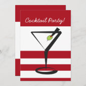 Noël rouge Cocktails party Invitation (Devant / Derrière)