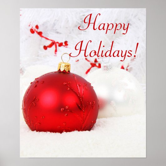 Noël Rouge et blanc Joyeux Vacances IV Poster (Devant)