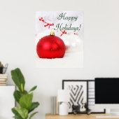 Noël Rouge Et Blanc Joyeux Vacances V Poster (Bureau à domicile)
