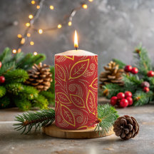 Noël Rouge et or Feuille illustré Motif