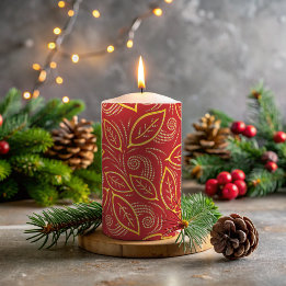 Noël Rouge et or Feuille illustré Motif