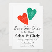 noël rouge et vert enregistrer les cartes de date (Devant / Derrière)