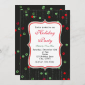 Noël Rouge et Vert Séquins Invitations de vacances (Devant / Derrière)