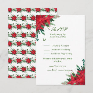 Noël Rouge Poinsettia Fleurs Mariage RSVP