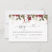 Noël Rouge Poinsettia Mariage Carte RSVP (Devant)