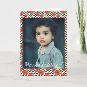 Noël Rouge Poinsettia noir blanc Chevron Photo