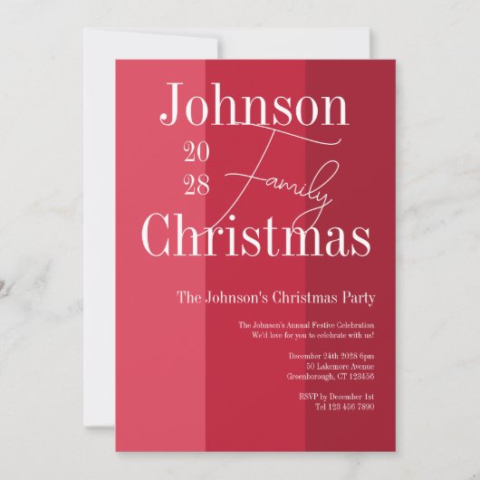 Noël Rouge rayé Fête de Noël Invitation (Devant)