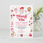 Noël rouge rose hiver Carte de remerciements d'ann (Debout devant)