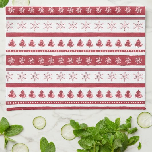 Noël rouge - Serviettes de cuisine (Plié)