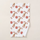 Noël Rouge Sucres de canne Peppermenthe Aquarelle (Serviette à main)