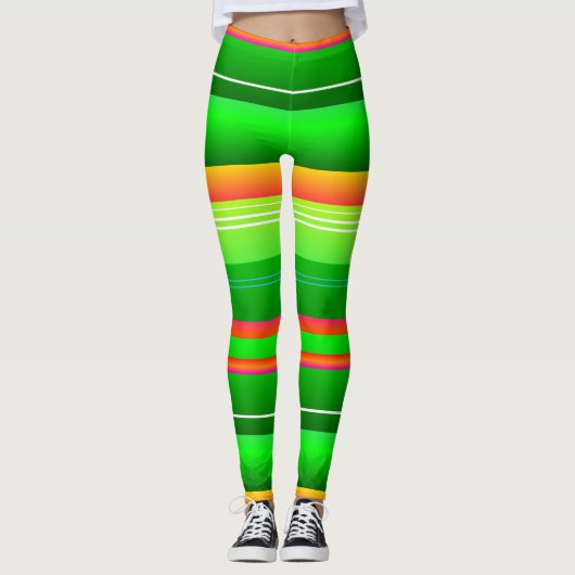 Noël rouge vert créatif rayé Leggings (Devant)
