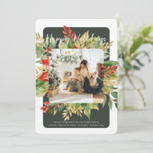 Noël Rouge Vert Modèle photo de feuillage d'hiver (Debout devant)