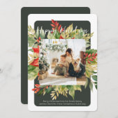 Noël Rouge Vert Modèle photo de feuillage d'hiver (Devant / Derrière)