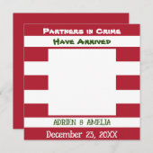 Noël Rouge Vert rayures Twin Baby Faire-part (Devant / Derrière)