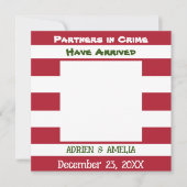 Noël Rouge Vert rayures Twin Baby Faire-part (Devant)