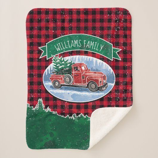 Noël Rouge Vintage Camion Buffalo Plaid Ajouter No (Devant)