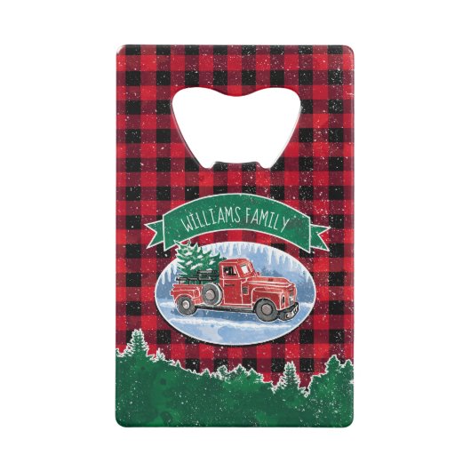 Noël Rouge Vintage Camion Buffalo Plaid Ajouter No (Devant)