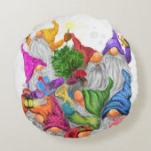 Noël Round Coussin Gift Gnomes Party (Dos)