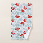 Noël, Rowan, rouge, blanc, flocons de neige (Serviette à main)