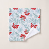 Noël, Rowan, rouge, blanc, flocons de neige (Gant de toilette)