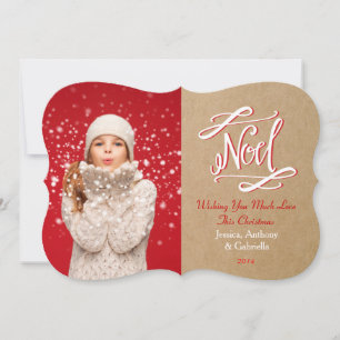 Noel Rustic Vintage Holiday Carte photo