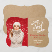 Noel Rustic Vintage Holiday Carte photo (Devant / Derrière)